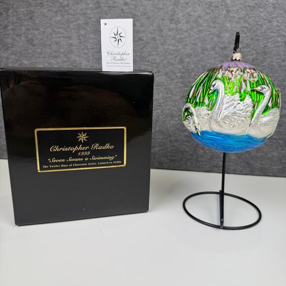 Christopher Radko Seven Swans a Swimming Ornament 1999 12 Days of Xmas in Box - Picture 1 of 6